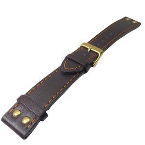 Genuine Brown Leather Orange Stitching Watch Band